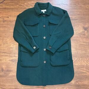 Nordstrom Emerald Green Wool Blend Shacket Coat Mid Length WMNS M Long Sleeve